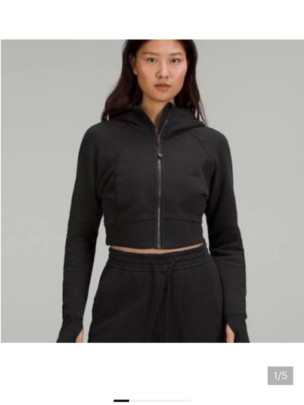 Lululemon Women’s Scuba Black Cropped Full Zip Hoodie 8 Flawless
